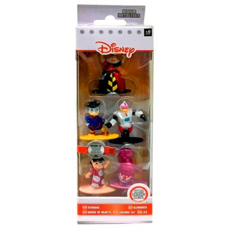 5 Bonecos Disney Rainha de Copas, Tio Patinhas, Robopato, Lilo e Gato Cheshire Wave 2 Nano Metalfigs Jada