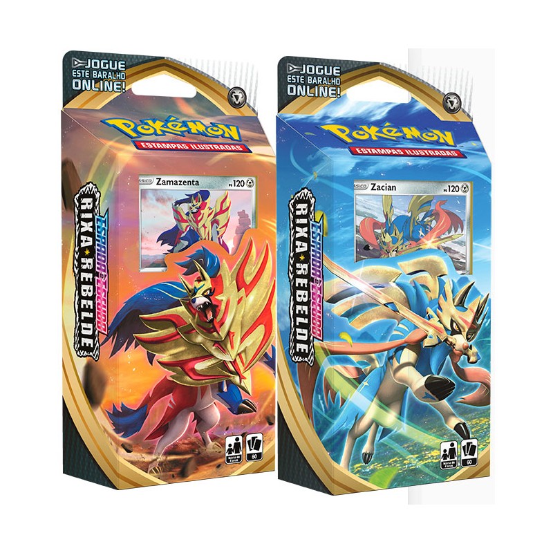 2 Decks Pokémon Espada e Escudo 2 Rixa Rebelde Zacian e Zamazenta Copag