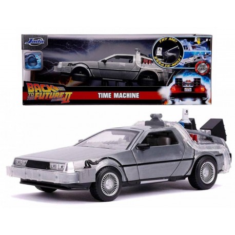 Miniatura De Volta Para o Futuro II Carro Delorean Time Machine com Luz escala 1:24  Jada