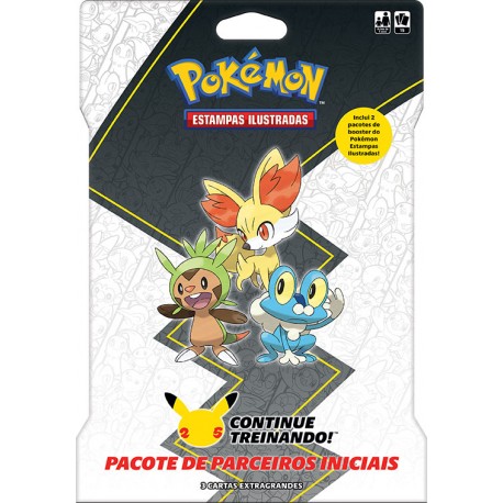 Blister Gigante Região de Kalos Pokémon Chespin, Fennekin e Froakie 25 Anos Copag