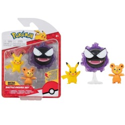 Boneco Pokémon Pikachu , Teddiursa e Gastly Battle Figure Set Wicked Cool Toys Sunny
