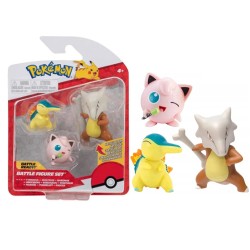 Boneco Pokémon Cyndaquil, Jigglypuff e Marowak Battle Figure Set Wicked Cool Toys Sunny